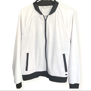 DKNY White Bomber With Black High Density Stripe